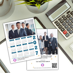 Postal Festiva Calendario Corporativo 2027 Código QR Logo Foto de