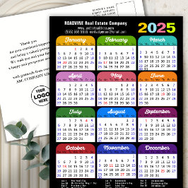Postal Festiva Calendario de 2025 Año Nuevo Minimalista Corporati