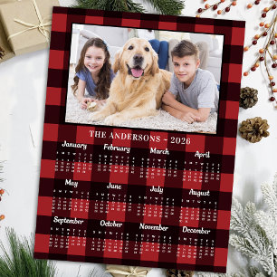 Postal Festiva Calendario de fotografía de perro de la familia Re