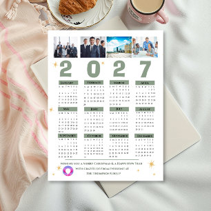 Postal Festiva Calendario de negocios corporativo con varias foto