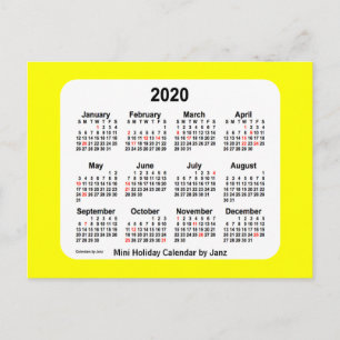 Postal Festiva Calendario de vacaciones amarillas 2020 por Janz P