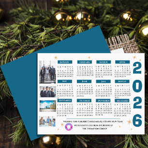 Postal Festiva Calendario Empresarial 2026 con logotipo de empres