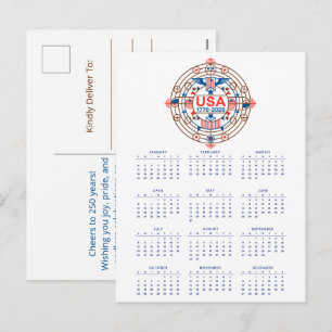 Postal Festiva Calendario Feliz cumpleaños Estados Unidos 250