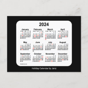 Postal Festiva Calendario Mini Vacaciones Negro 2024 por Janz
