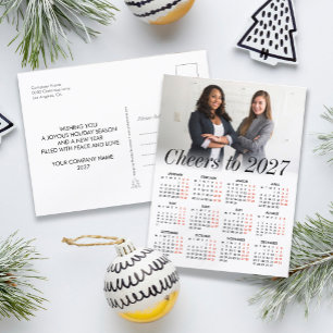 Postal Festiva Calendario mínimo personalizado con foto 2027 Chee