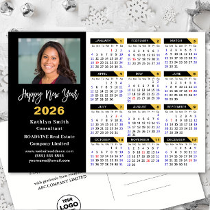 Postal Festiva Calendario moderno 2026 - Foto de negocios en negr