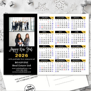 Postal Festiva Calendario moderno 2026 - Oro Negocio 2 Foto