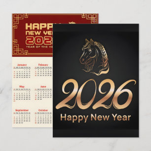 Postal Festiva Calendario mural chino del año del caballo 2026