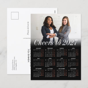 Postal Festiva Calendario Negocio 2027 Foto Logo Personalizado