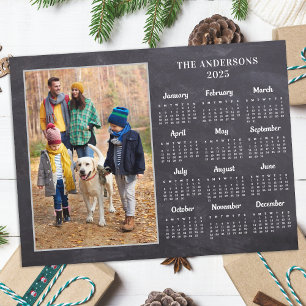 Postal Festiva Calendario personalizado de fotos de pizarra rusa