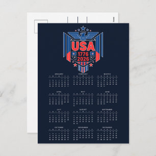 Postal Festiva Calendario USA 1776-2026