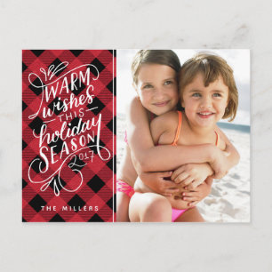 Postal Festiva Caliente los deseos esta tela escocesa puesta