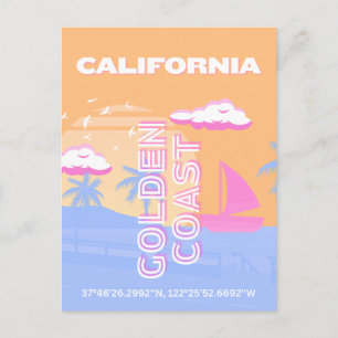 Postal Festiva California, Beach, arte de viajes