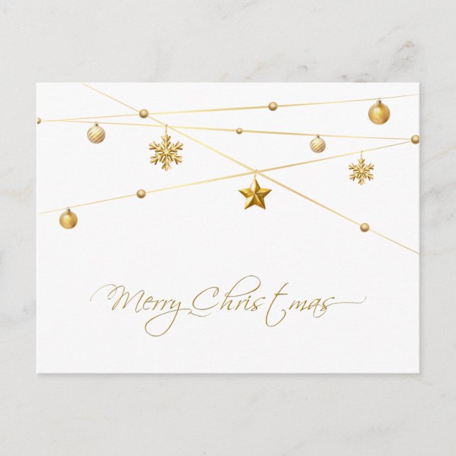 Postal Festiva Caligrafía de Navidades dorados (Anverso)