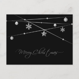 Postal Festiva Caligrafía de Navidades elegantes en negro y plate