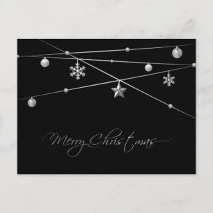 Postal Festiva Caligrafía de Navidades elegantes en negro y plate