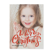 Caligrafía Roja Moderna Fotos navideñas de Feliz