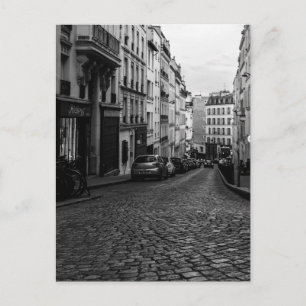 Postal Festiva Calle empedrada de Montmartre en París