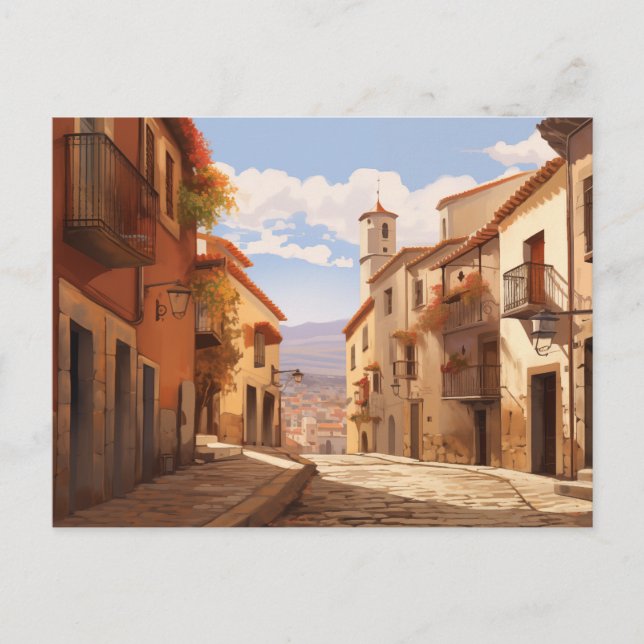 Postal Festiva Calle Histórica de Ciudad Española - Sunny Tierra  (Anverso)