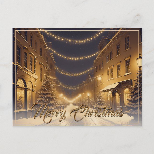 Postal Festiva Calles de Navidades cubiertas de nieve en el centr (Anverso)