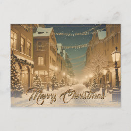 Postal Festiva Calles de Navidades cubiertas de nieve en el centr