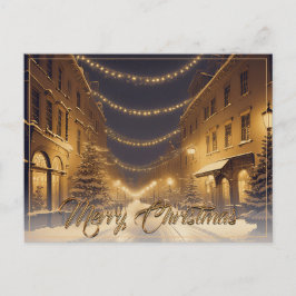Postal Festiva Calles navideñas cubiertas de nieve en el centro d