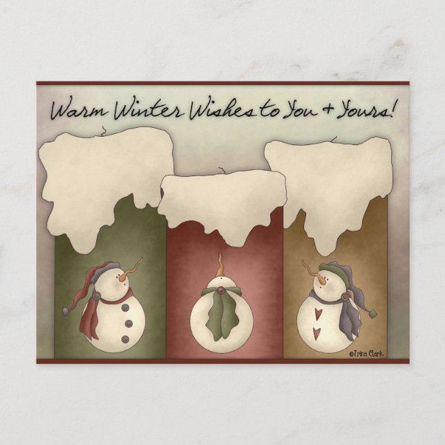 Postal Festiva Calurosos deseos de invierno para usted y su tarje (Anverso)