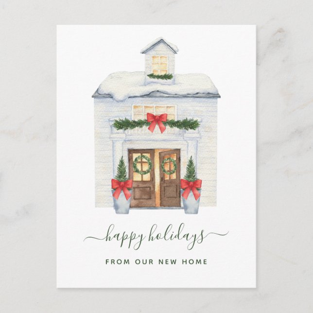 Postal Festiva Cambio de dirección | Casa de Navidades Snowy (Anverso)