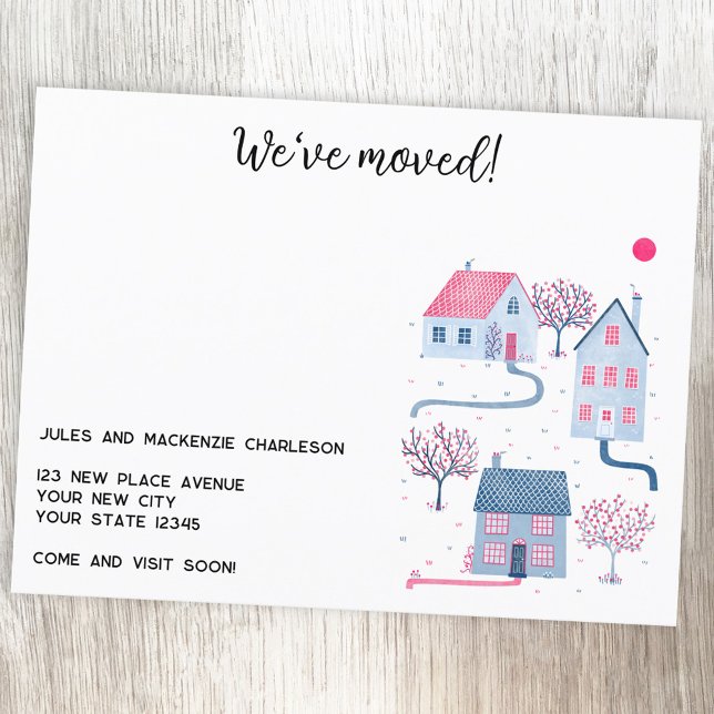 Postal Festiva Cambio de dirección de la casa de acuarela (Watercolor house personalized moving home change of address announcement postcard)