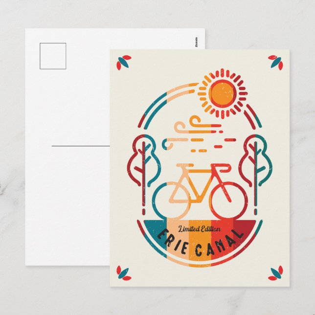 Postal Festiva Camino de ciclismo del canal Erie. (Anverso / Reverso)