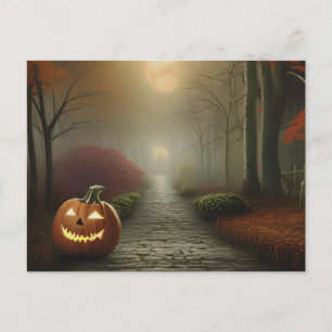 Postal Festiva Camino de Farol Jack-O' con Sombra de Crepancia Ha