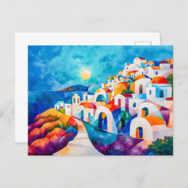 Postal Festiva Camino de Santorini al Mar