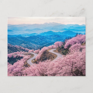 Postal Festiva Caminos a través del paisaje montañoso con Che en