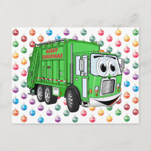 Postal Festiva Camión de basura navideña