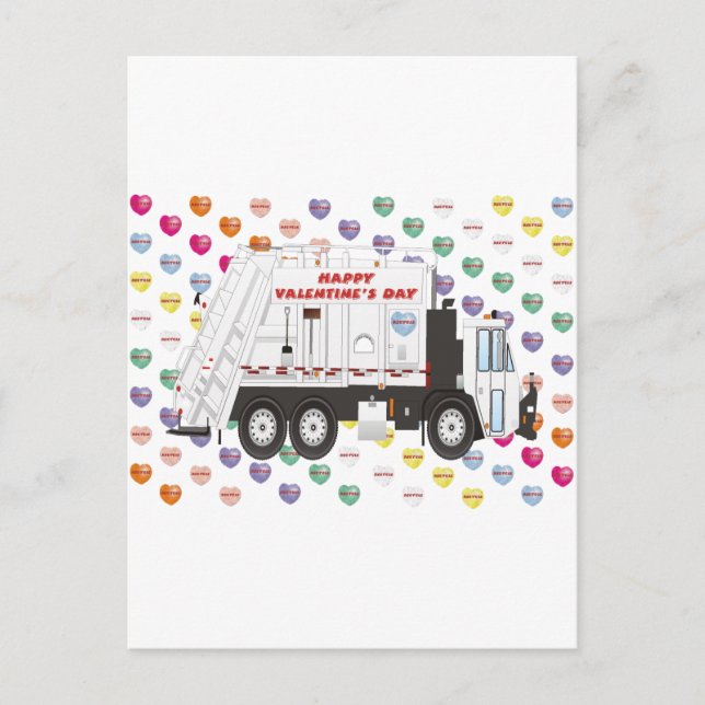 Postal Festiva Camión de basura Valentines (Anverso)