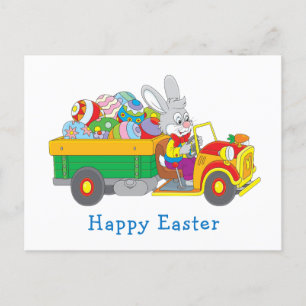 Postal Festiva Camión de entrega del conejo de Pascua