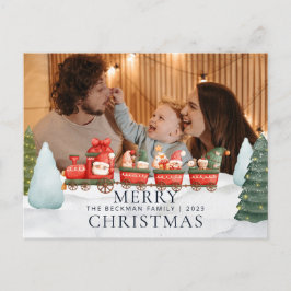 Postal Festiva Camión fotográfico Gnomes Invierno Nieve Feliz Nav