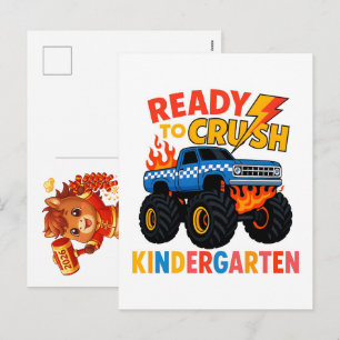 Postal Festiva Camión Monstruo para Cumpleañero, Niños Pequeños,