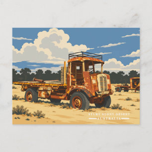 Postal Festiva Camión Viejo Oxidado Desierto Pedregoso de Sturt