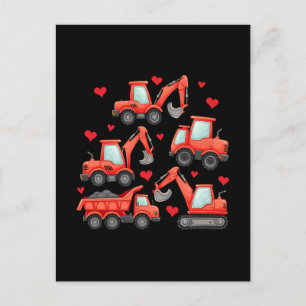 Postal Festiva Camiones de construcción para día de San Valentín
