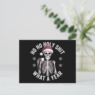 Postal Festiva Camisa Santa Qué Año Navidades Humor Skeleton