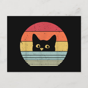 Postal Festiva Camiseta de gato. Estilo retro