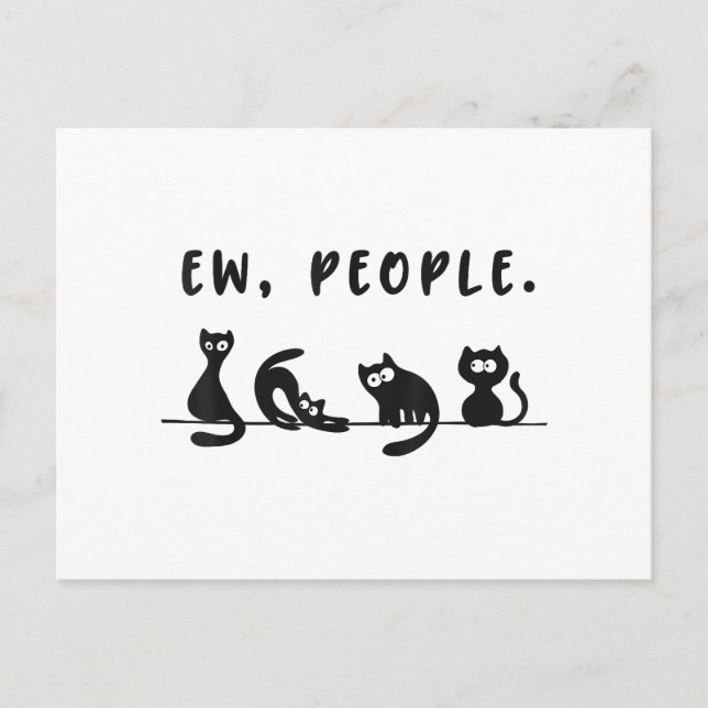 Postal Festiva Camiseta de gato negro mujeres graciosas nuevas pe (Anverso)