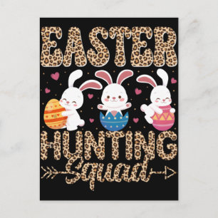 Postal Festiva Camiseta de Pascua Bunny Huevos Cuadros Leopardo