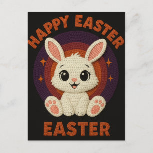 Postal Festiva Camiseta de Pascua con huevos de conejo de cuadros