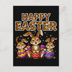 Postal Festiva Camiseta de Pascua con huevos de conejo de cuadros