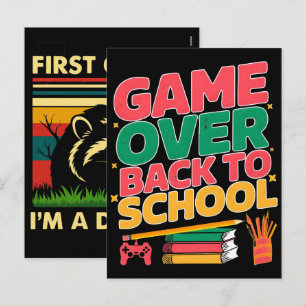 Postal Festiva Camiseta de profesor estudiante de juego terminado