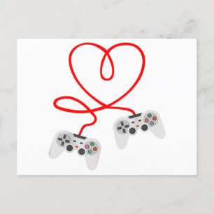 Postal Festiva Camiseta Día de San Valentín de videojuegos con co