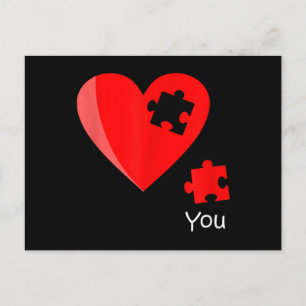 Postal Festiva Camiseta Día de San Valentín Rompecabezas Corazón 