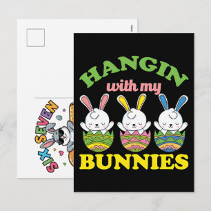 Postal Festiva Camiseta divertida del meme del conejo de Pascua S